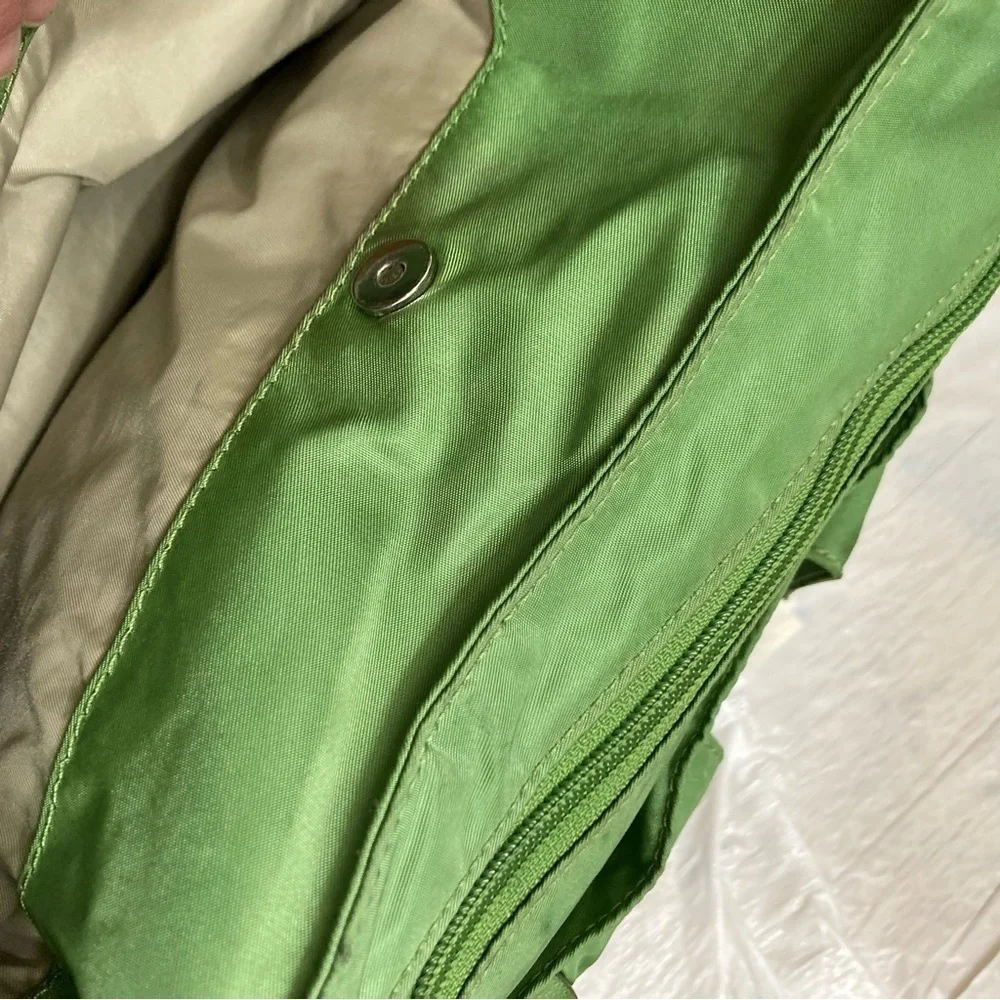 Tumi double pocket green nylon messenger bag